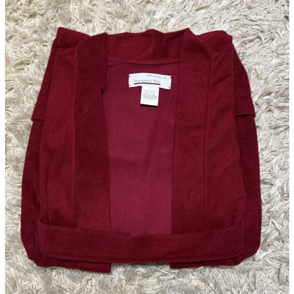 New Vintage 70s Montgomery Ward Burgundy Velour Bathrobe Robe NOS One Size